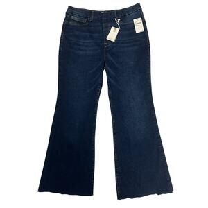 NWT Good American Good Legs Flare Pull on Dark Wash Jeans GLF478BT Size XL